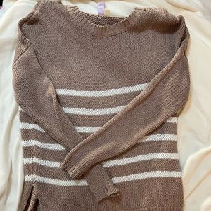 Altar'd State Large Blush Pink and White Striped Sweater
